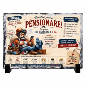 Ardezie personalizată pentru pensionare – Un nou început, într-un ritm mai frumos!, barbat, model 3