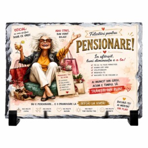Ardezie personalizată pentru pensionare – Un nou început, într-un ritm mai frumos!, femeie, model 3